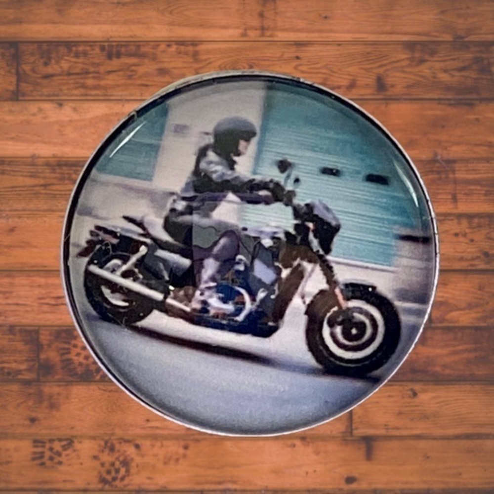 Person on a Motorcycle Snap Button
